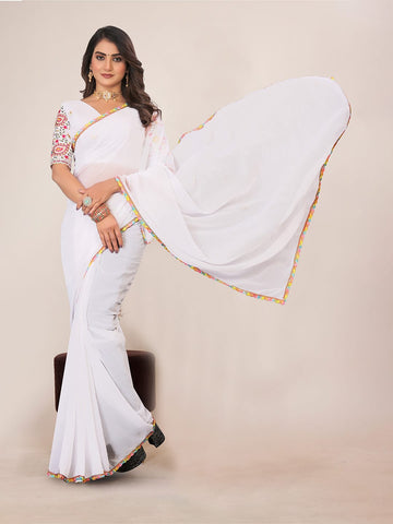 Varanga Embroidered Poly Chiffon Saree