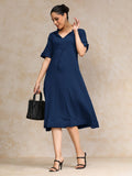 Varanga Women  Beige Shirt Collar A Line Dress