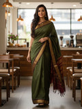 Ethnic Motifs Silk Cotton Handloom Banarasi Saree