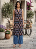 Women's Sleeveless Cotton Printed Kurta