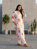 soft elegance with this pastel pink straight-fit kurta set, perfect for effortless everyday style.
