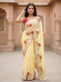 chiffon saree with embroidered border