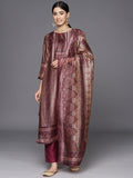 varanga-women-burgundy-and-beige-ethnic-motifs-printed-straight-kurta-paired-with-tonal-bottom-and-printed-dupatta