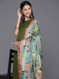 Varanga Women Green Solid Kurta Set Paired With Printed Dupatta