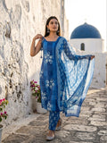 Abstract Cotton Sleeveless Kurta Set With Dupatta