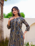 Midnight Botanical Tiered Kurta Set