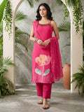 Varanga Women Spaghetti Strap Floral Kurta Featuring Tassles With Trousers And Dupatta