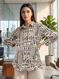 Cream Coloured Slim Collar Long Sleeves Floral Shirt