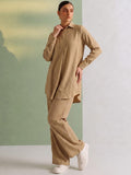 Women's Solid Relaxed-Fit Shirt & Wide-Leg Co-Ord Set