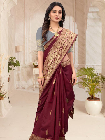 Ethnic Motifs Silk Cotton Handloom Banarasi Saree