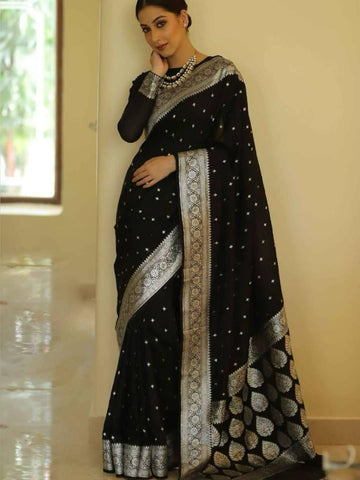 Ethnic Motifs Silk Cotton Handloom Banarasi Saree
