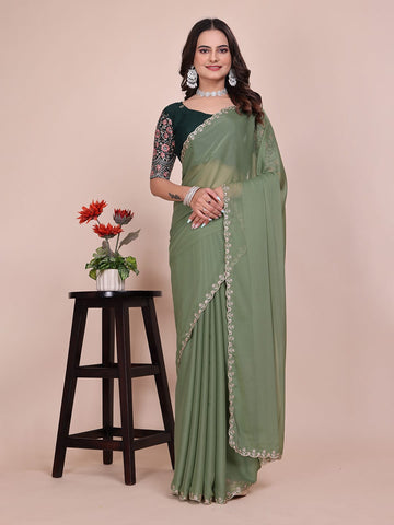 Varanga Embellished Embroidered Poly Chiffon Saree
