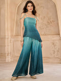 Teal Co-Ord Set Featuring An Embellished Strappy Top With Trouser