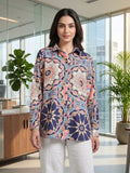Multi Coloured Slim Collar Long Sleeves Geometric Shirt
