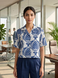 White Coloured Short Sleeves Shirt Collar Top