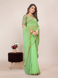 Varanga Ethnic Motifs Embroidered Poly Chiffon Saree