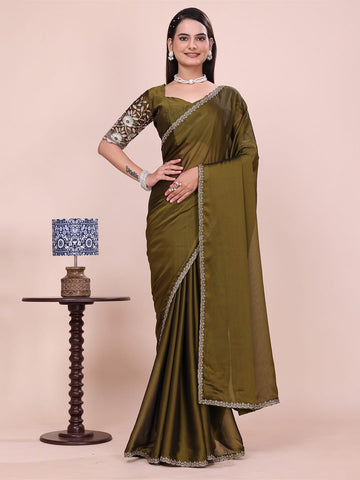 Varanga Embellished Embroidered Poly Chiffon Heavy Work Saree