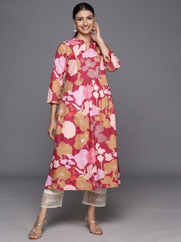 KSUT Women Burgundy Floral Printed Kurta