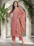 Varanga Women Mauve Straight Kurta With Tonal  Ottom & Dupatta
