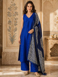 Jaquard V Neck Kurta Set With Dupatta