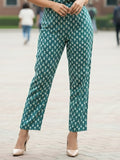 floarl  print Aliya-cut kurta in blue and white, teamed with regular-fit ankle-length trousers.