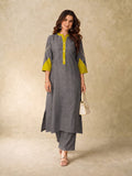 Grey Kurta Set With Vibrant Contrast Detailing