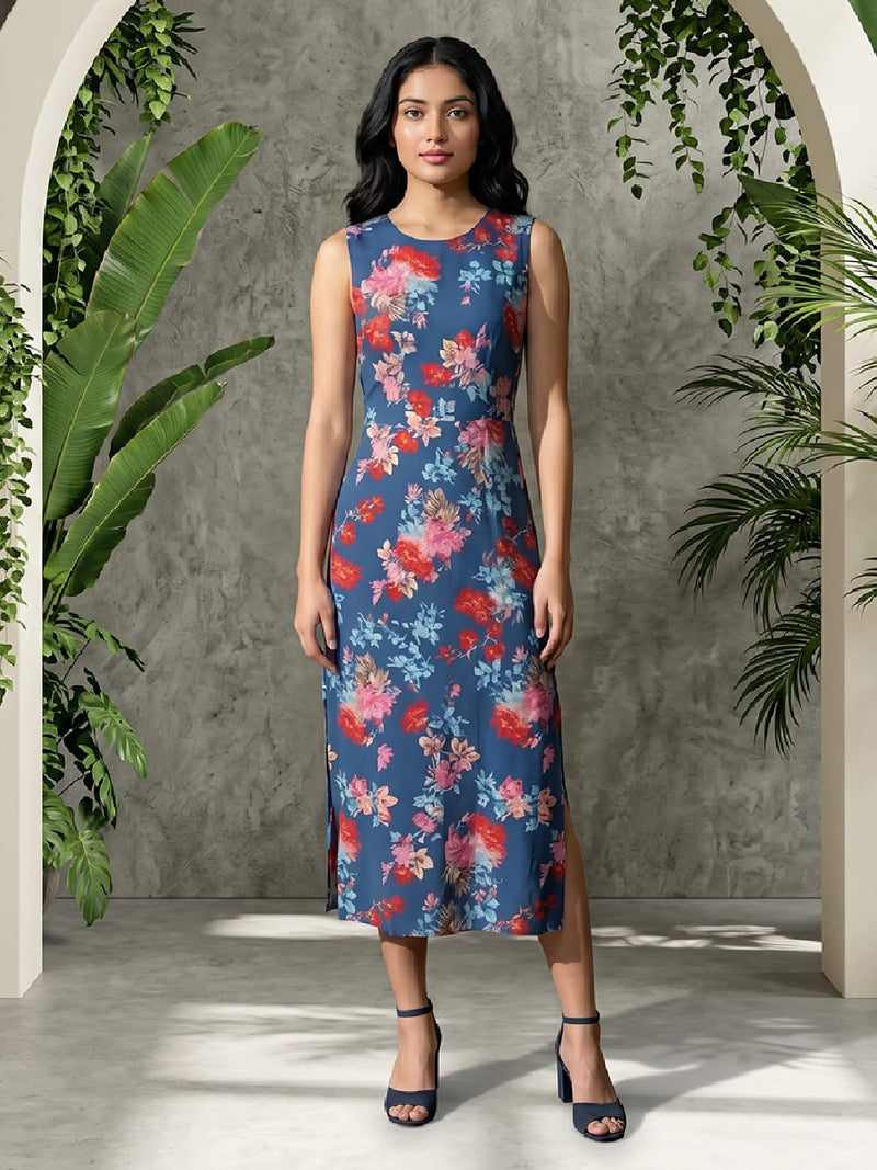 Varanga Blue Colored Women Summer Dress