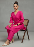varanga Women Straight Kurta With Embroidery On Neck Paired With Solid Trousers