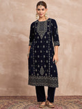 Velvet  Kurta Set , Paired With Trousers, And A Printed Velvet Dupatta