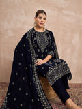 Velvet  Kurta Set , Paired With Trousers, And A Printed Velvet Dupatta
