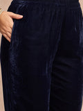 Velvet  Kurta Set , Paired With Trousers, And A Printed Velvet Dupatta