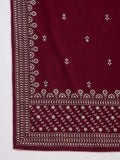 Velvet  Kurta Set , Paired With Trousers, And A Printed Velvet Dupatta