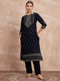 Velvet  Kurta Set , Paired With Trousers, And A Printed Velvet Dupatta