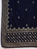 Velvet  Kurta Set , Paired With Trousers, And A Printed Velvet Dupatta