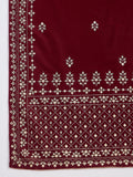 Velvet  Kurta Set , Paired With Trousers, And A Printed Velvet Dupatta