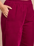 Velvet  Kurta Set , Paired With Trousers, And A Printed Velvet Dupatta