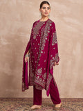 Velvet  Kurta Set , Paired With Trousers, And A Printed Velvet Dupatta