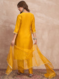 Kurta With Zari Embroidery, Teamed With Trousers And Paired With Dupatta