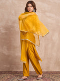 Kurta With Zari Embroidery, Teamed With Trousers And Paired With Dupatta