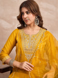 Kurta With Zari Embroidery, Teamed With Trousers And Paired With Dupatta