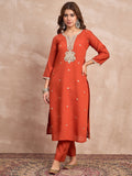 Kurta Set With Intricate Zari Embroidery, Paired With Solid Ankle-Length Trousers And An Embroidered Dupatta For A Graceful Festive Look