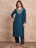 Kurta With Zari Embroidery, Teamed With Trousers And Paired With Dupatta