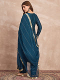 Kurta With Zari Embroidery, Teamed With Trousers And Paired With Dupatta