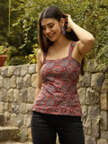 Earthy Rust Ajrakh Crisscross Back-Tie Top
