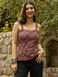 Earthy Rust Ajrakh Crisscross Back-Tie Top