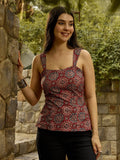 Earthy Rust Ajrakh Crisscross Back-Tie Top