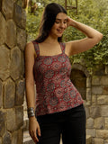 Earthy Rust Ajrakh Crisscross Back-Tie Top
