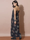 Full-Length Boho Print Dress With Adjustable Tie-Up Back