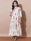 Fresh Floral Off-White Summer Dress