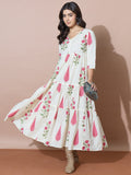 Fresh Floral Off-White Summer Dress